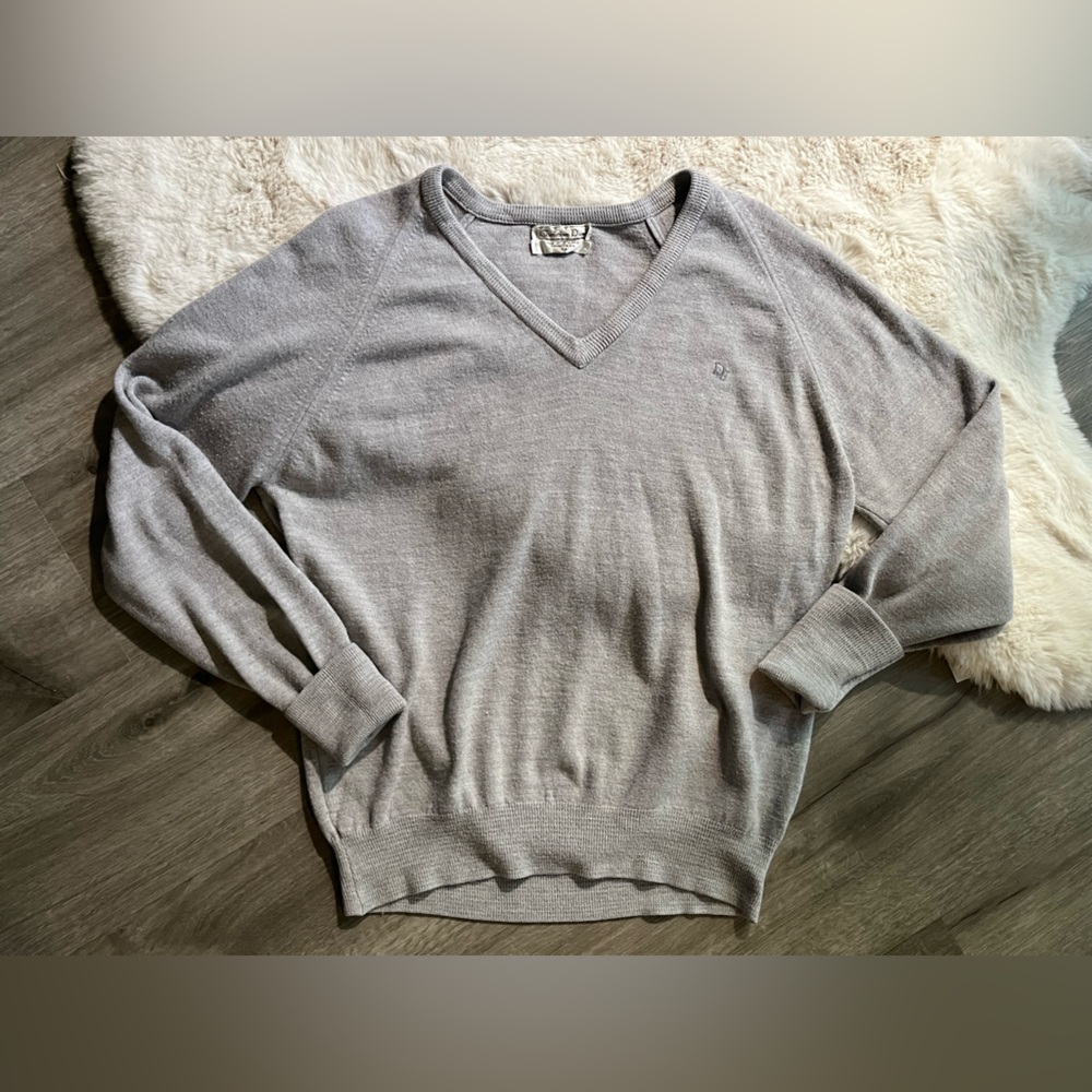 Dior Light Gray V-Neck Sweater